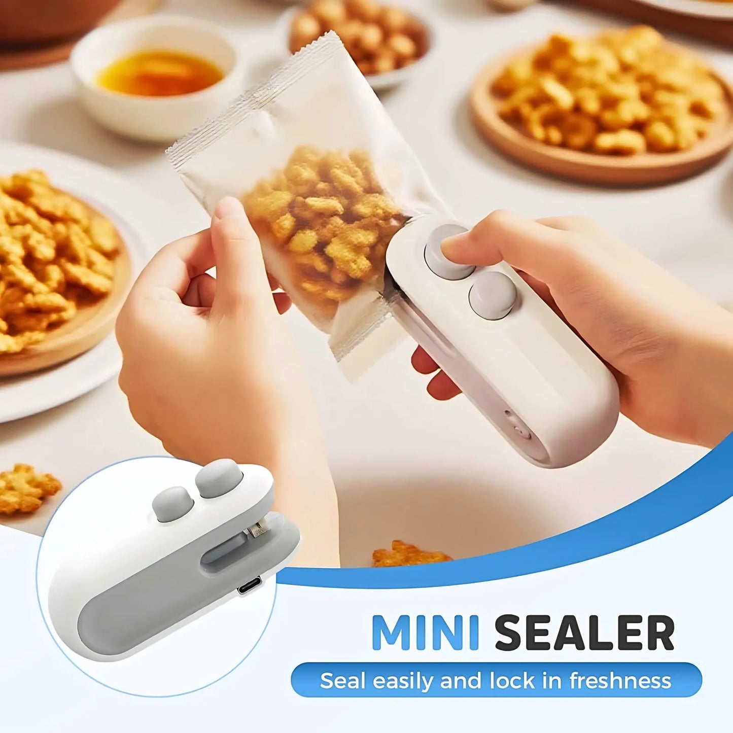2-in-1 Mini Bag Sealer – USB Rechargeable & Long Lasting Battery