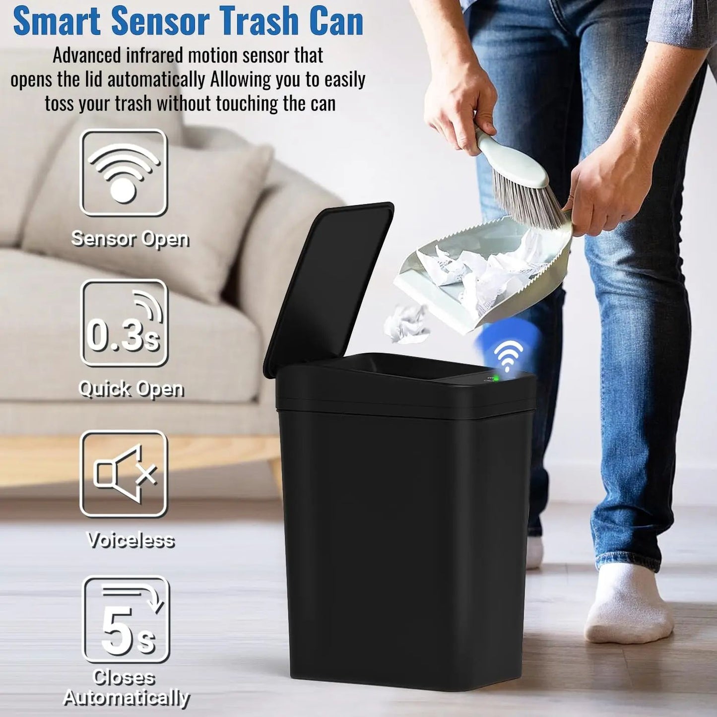 Smart Sensor Trash Can | For Kitchen, Living Room, Bathroom