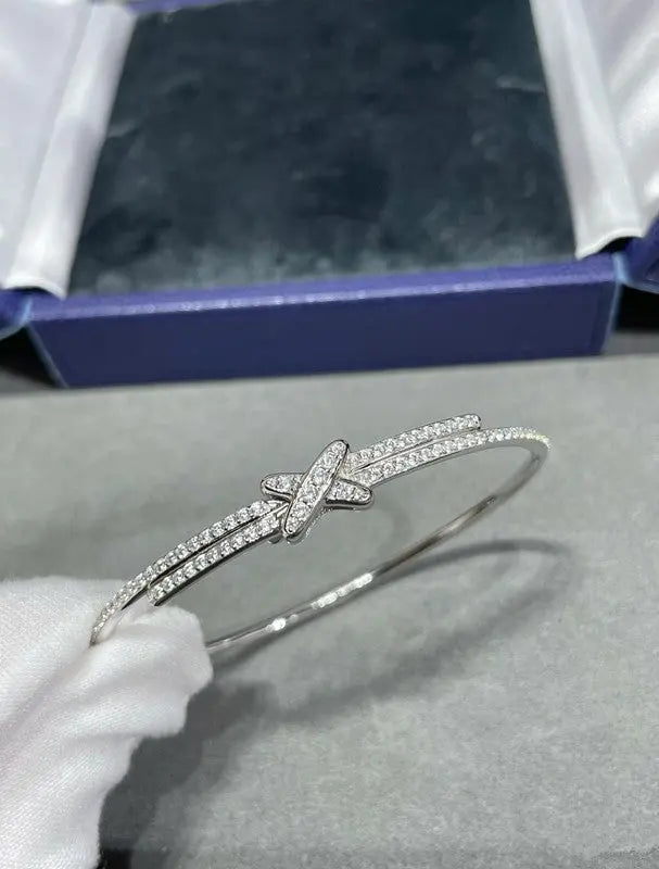 925 Sterling Silver Shangmei Cross Full Diamond Bracelet Advibe Studio