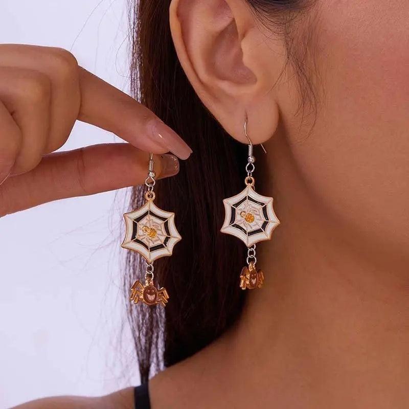 Dark Style Halloween Spider Web Earrings Bat Ghost Asymmetric Halloween Advibe Studio