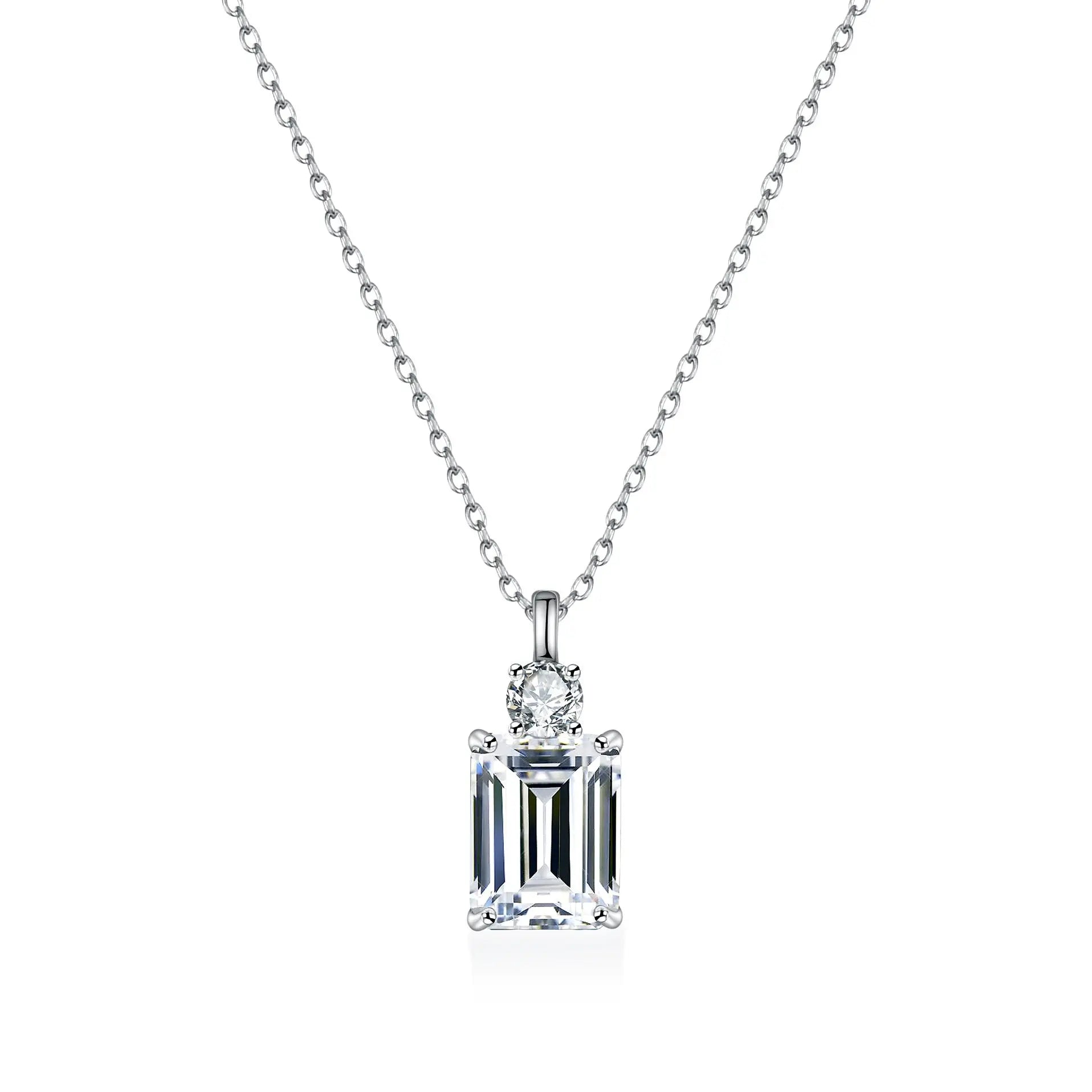 Emerald Diamond Square S925 Sterling Silver Necklace Advibe Studio