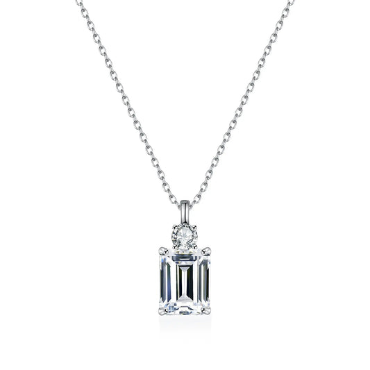 Emerald Diamond Square S925 Sterling Silver Necklace Advibe Studio