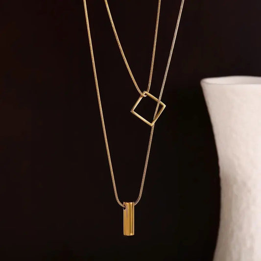 Fashion Geometric Necklace Double-layer Adjustable Length Sweater Chain Simple Temperament Necklace Women's Jewelry Advibe Studio