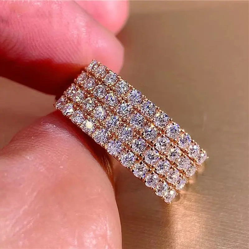 Inlaid Zircon Female Shiny Ring Geometry Advibe Studio