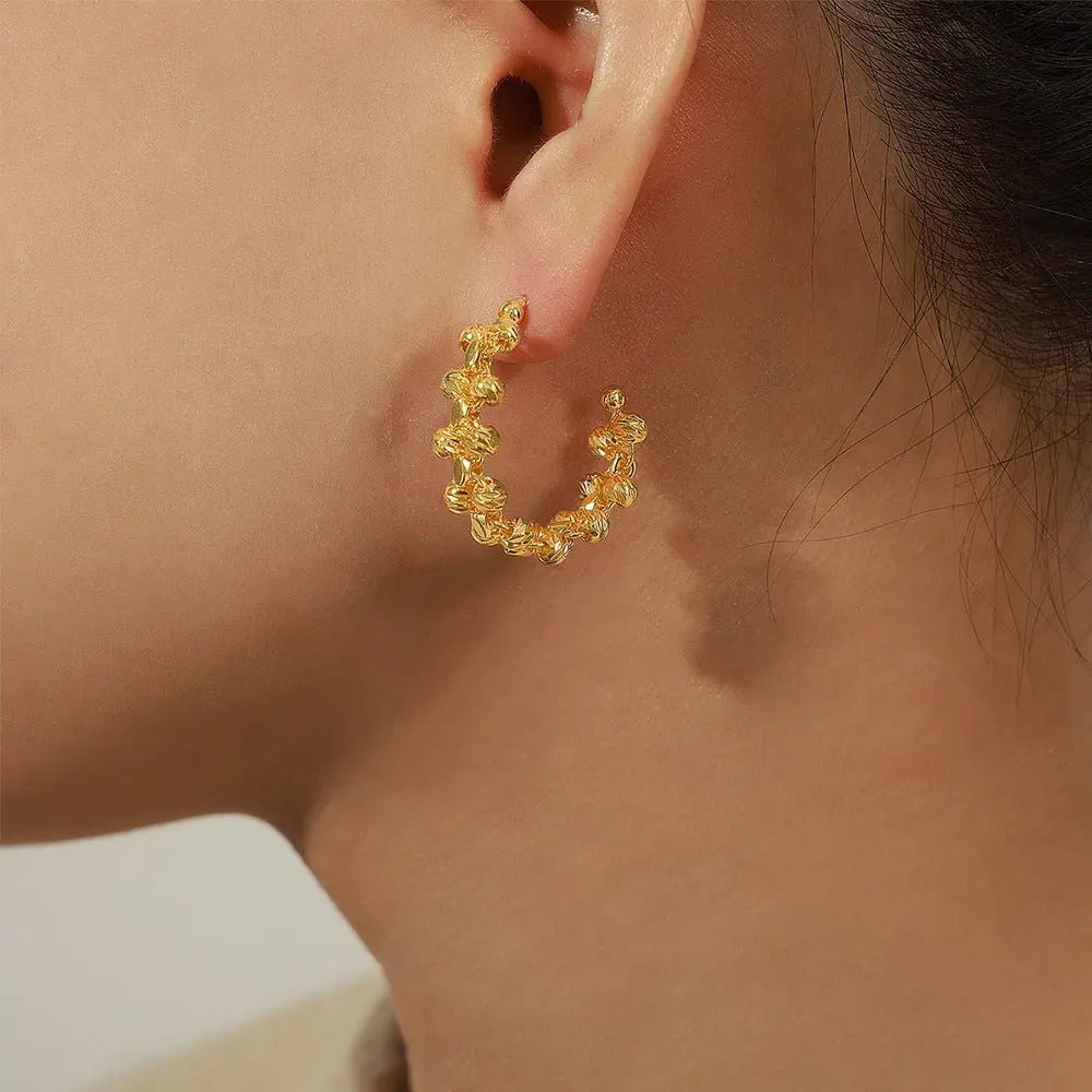 Simple Fashion Copper Irregular Beads Woven Earrings Advibe Studio