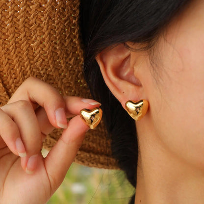 Stainless Steel Heart 18K Gold Stud Earrings Advibe Studio