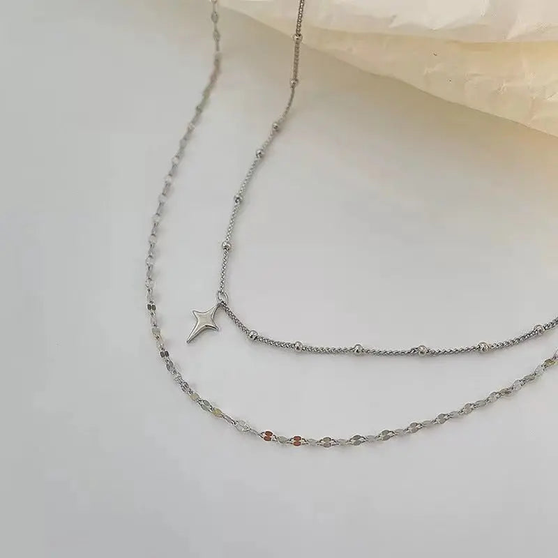 Women's Double-layer Twin Titanium Steel Necklace Advibe Studio
